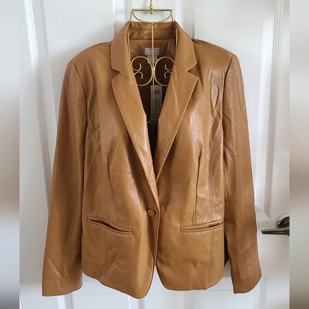 Chico's Faux Leather Modern Blazer